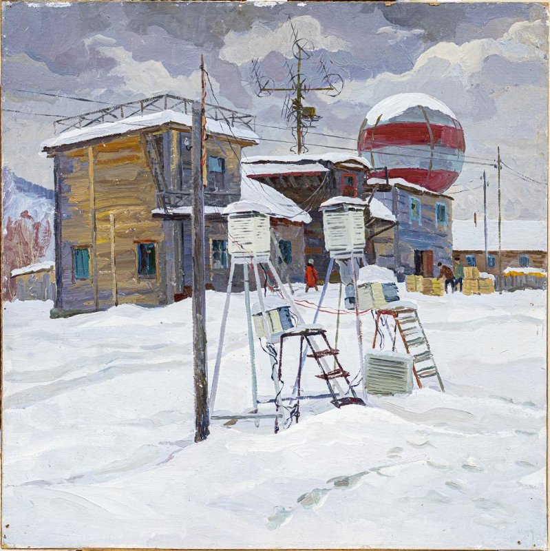 Аэрологическая станция. Картон. Масло.