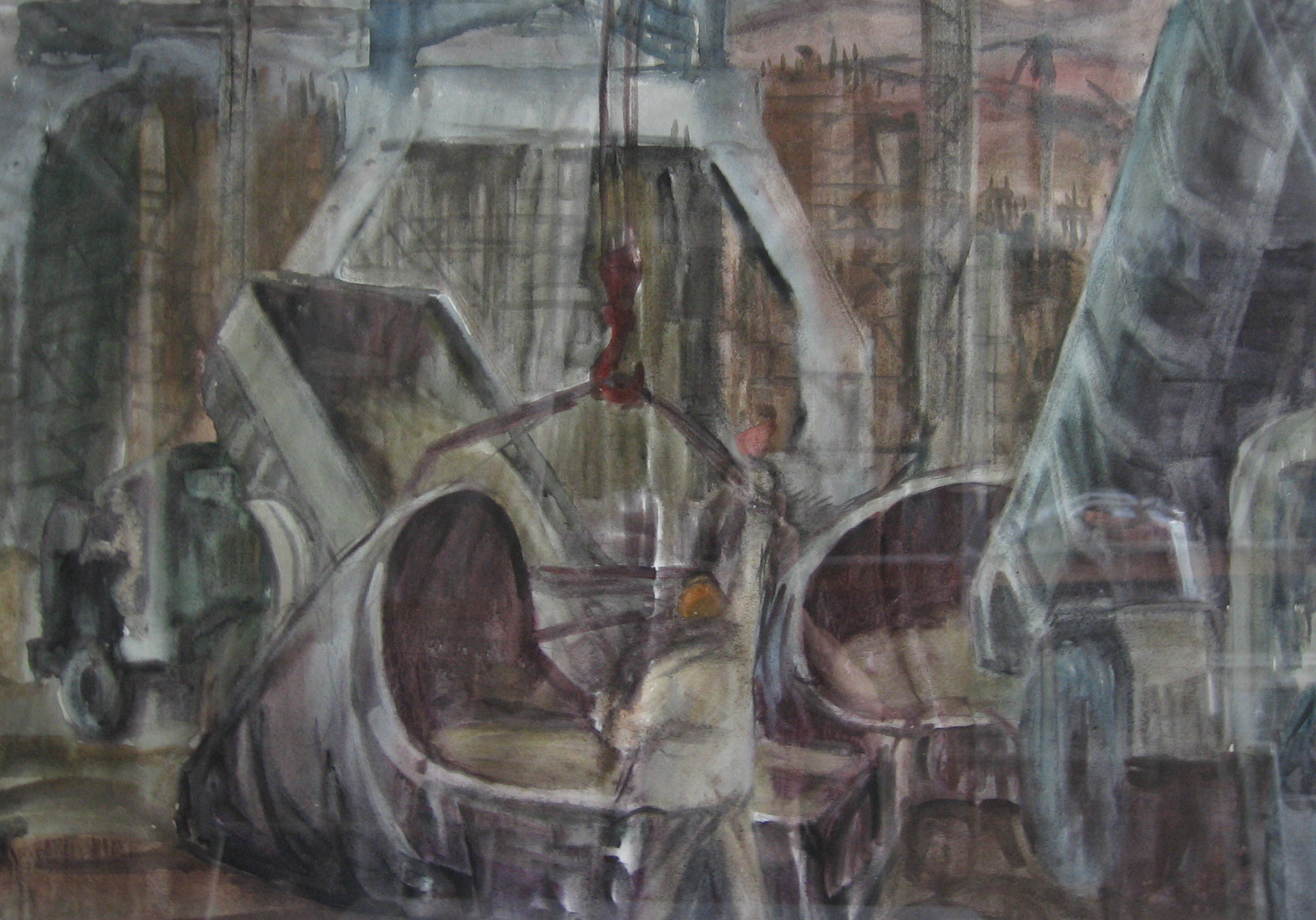 БАМстройиндустрия. Акварель. Ватман. 1975 г.