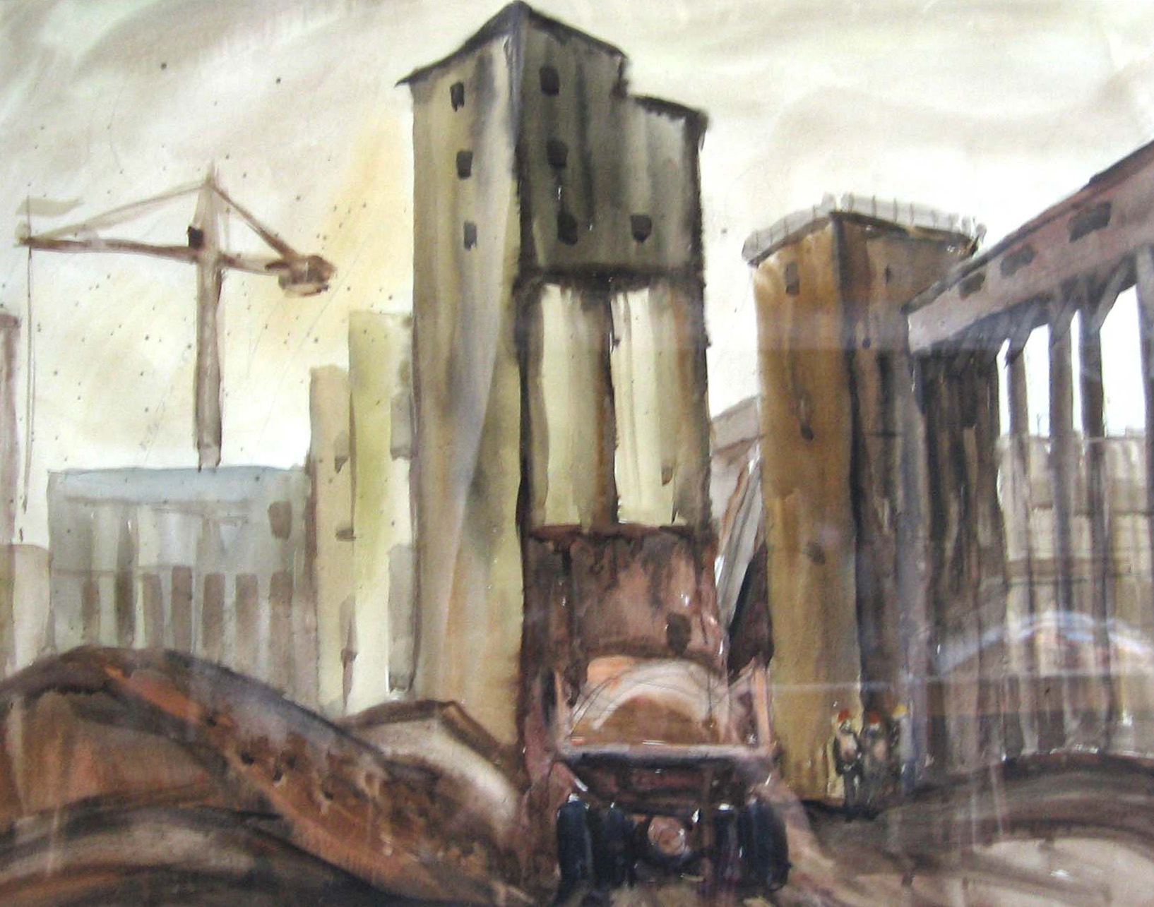 БАМстройиндустрия. Шимановский комплекс. Акварель. Ватман. 1979 г.