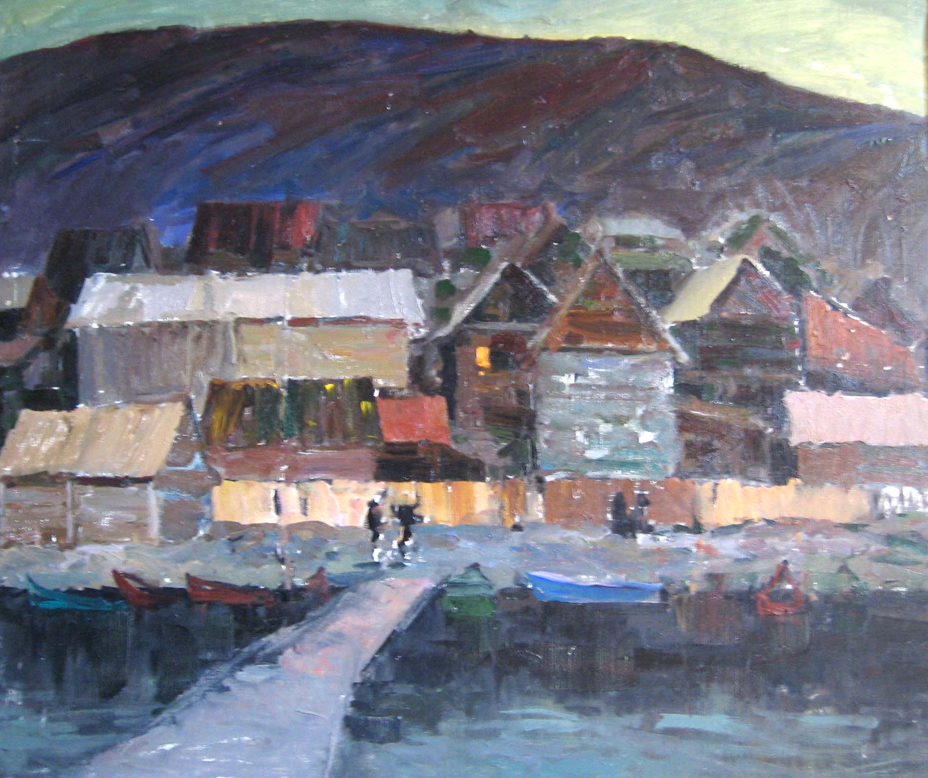 Вечер. Набросок. Картон. Масло. 1975 г.