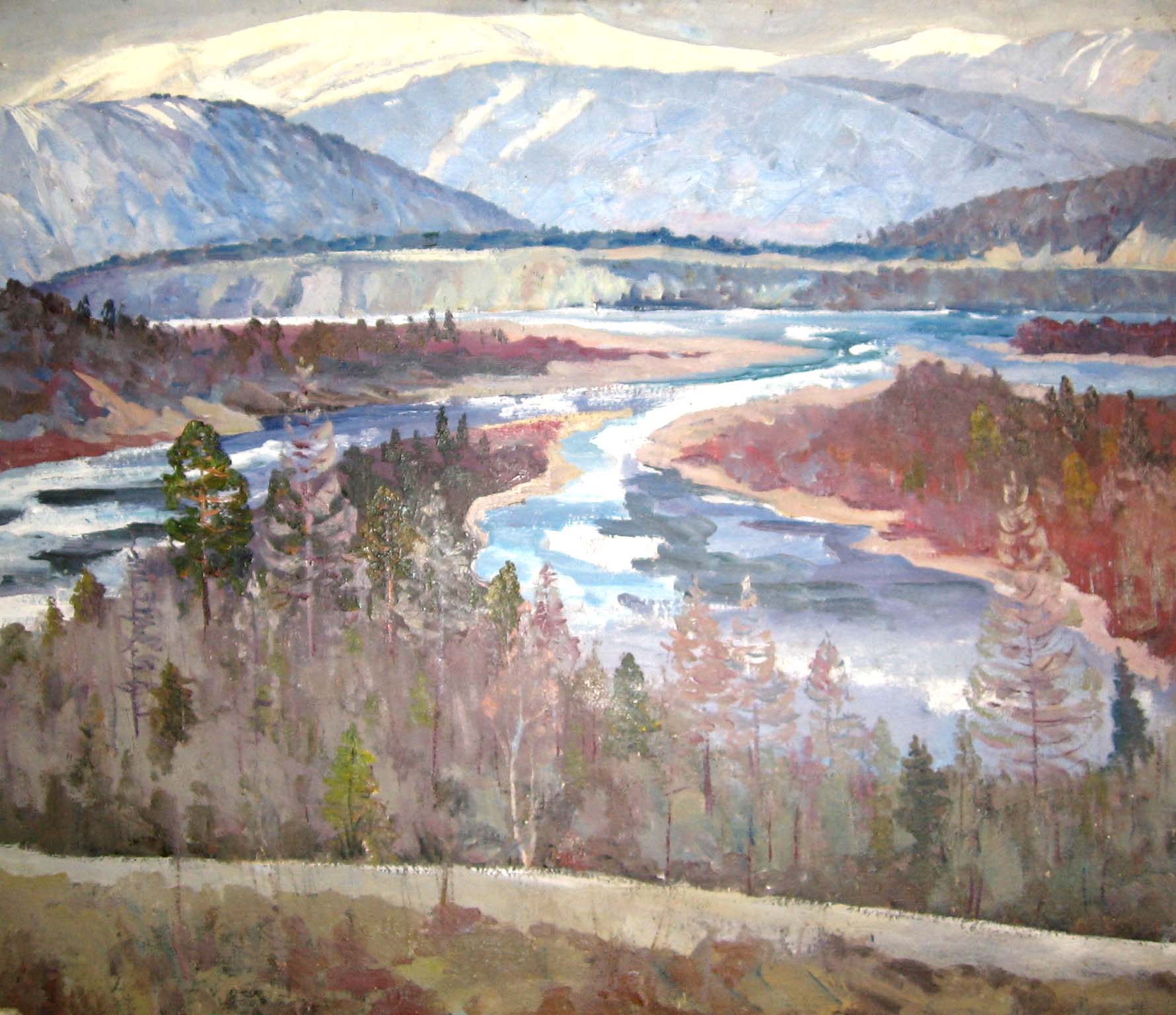 Набросок. Пейзаж. Без названия. Картон. Масло. 1971-1984 г.г.