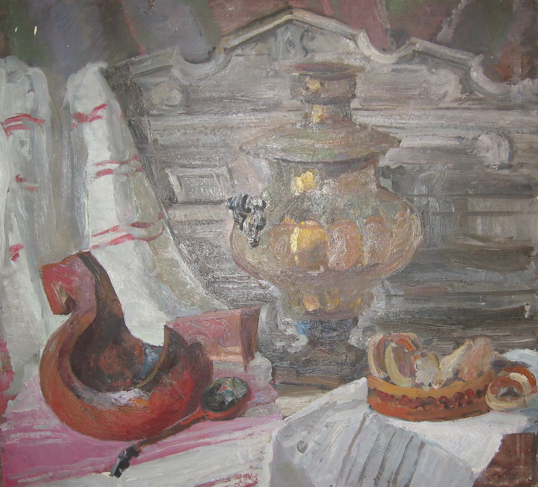 Натюрморт с самоваром. Картон. Масло. 1967 г.