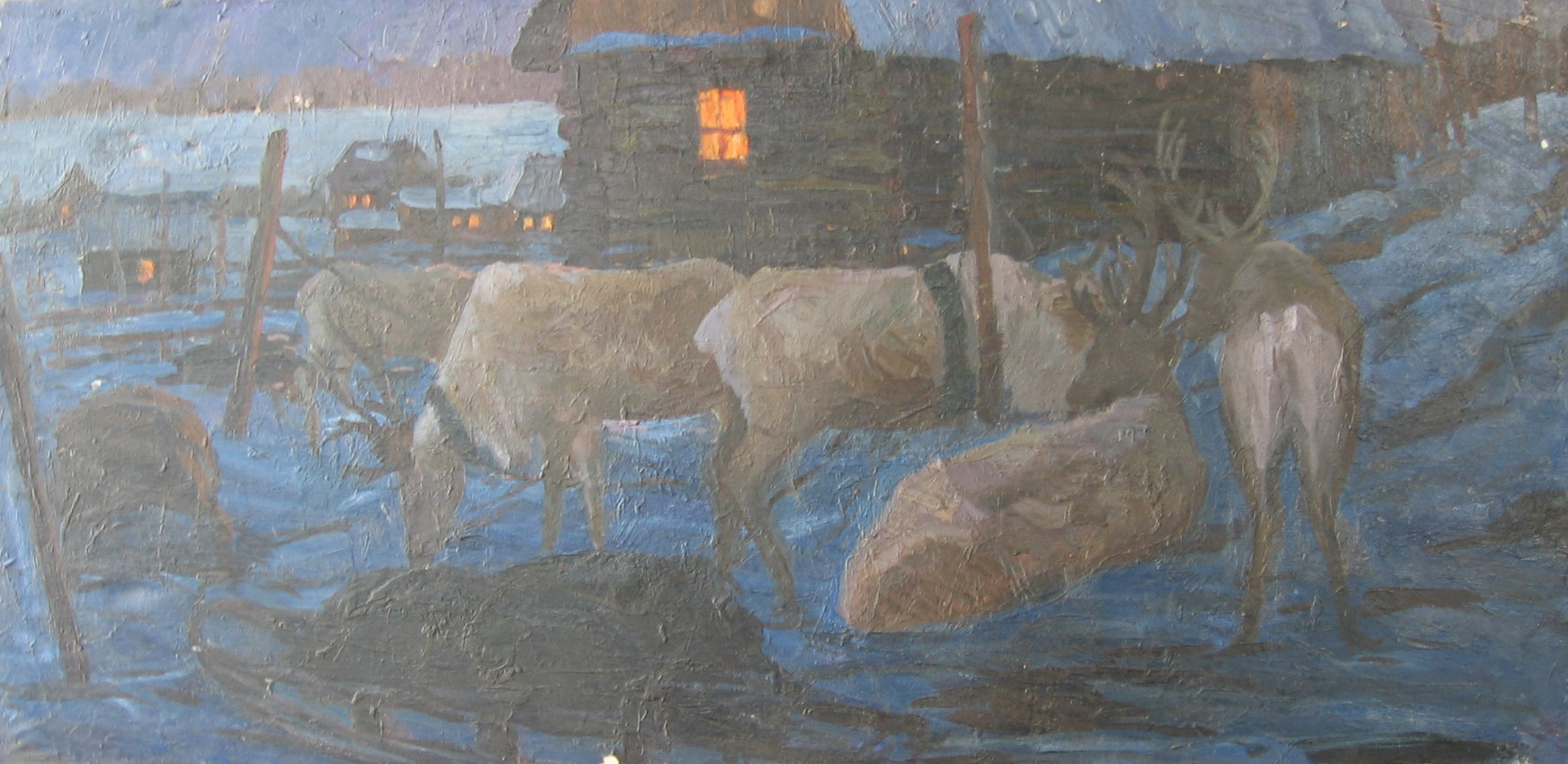 Ночь на стойбище. Холст. Масло. 1975 г.