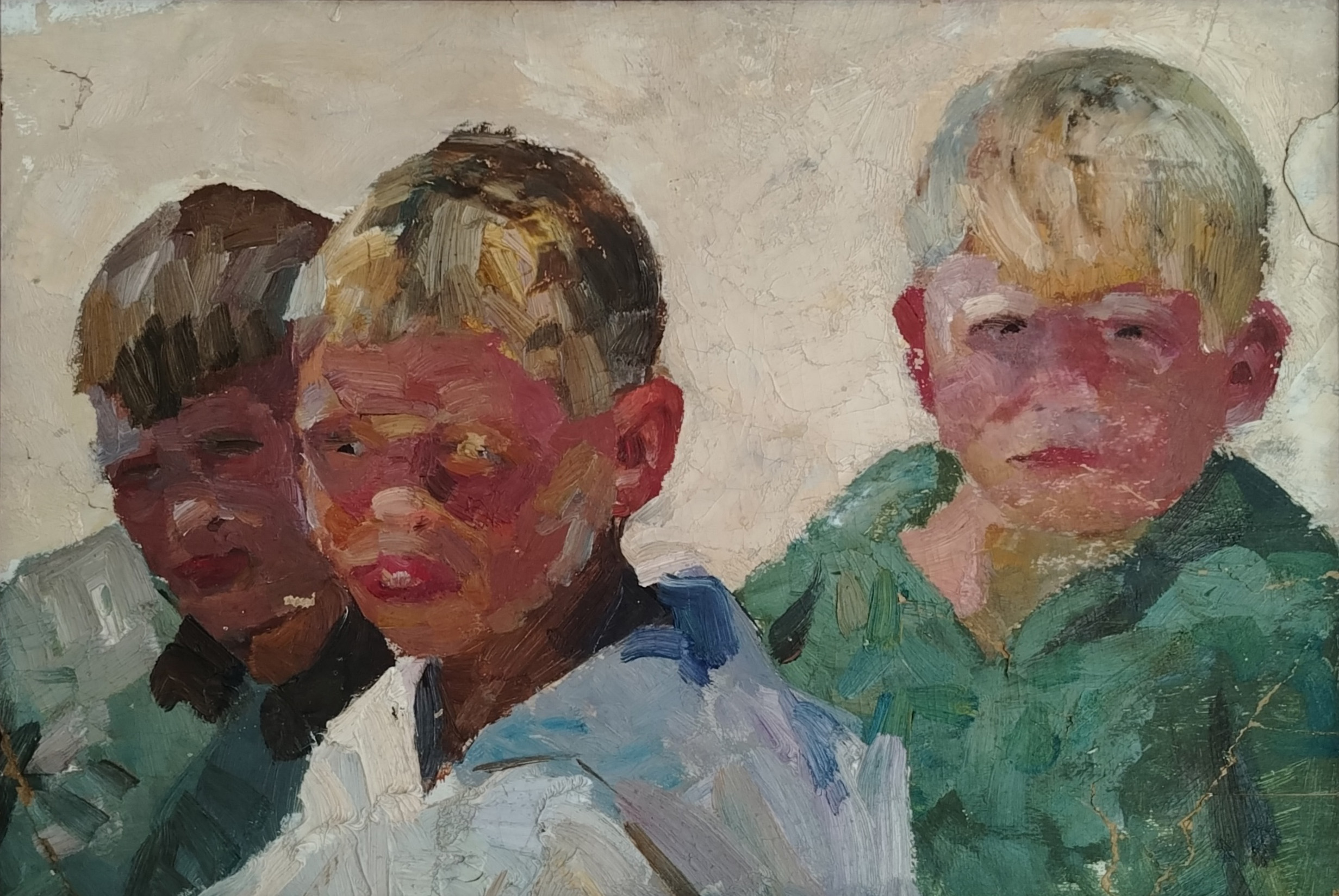 Пацаны. Набросок. Картон. Масло. 1971-1983 г.г.