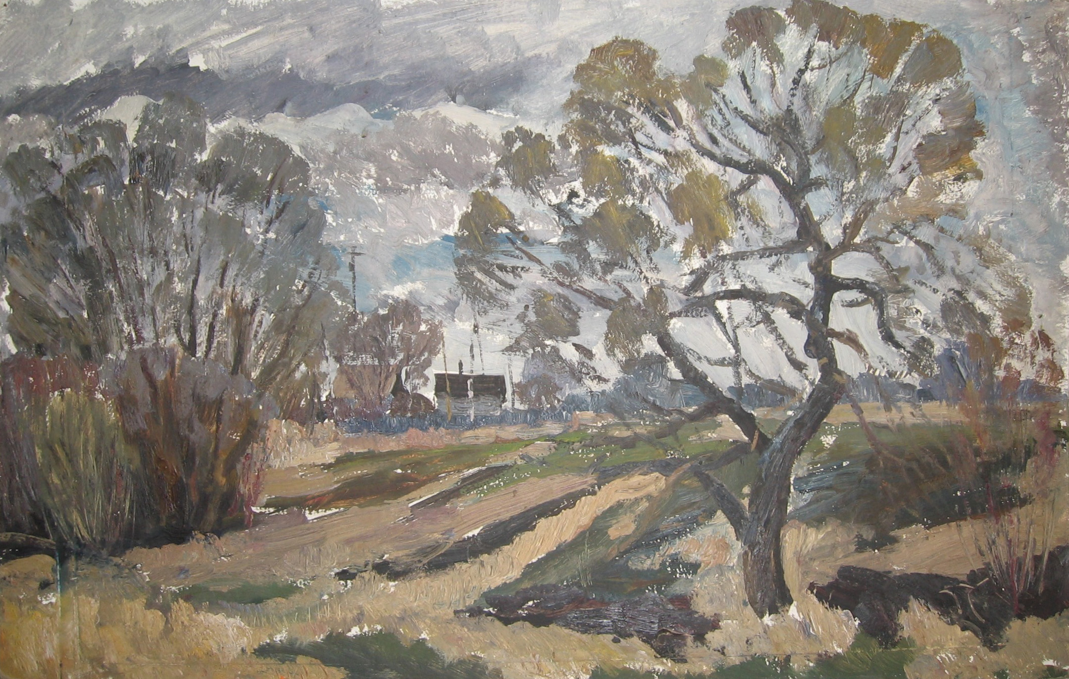 Пейзаж без названия. Набросок. Картон. Масло. 1970-1984 г.г.