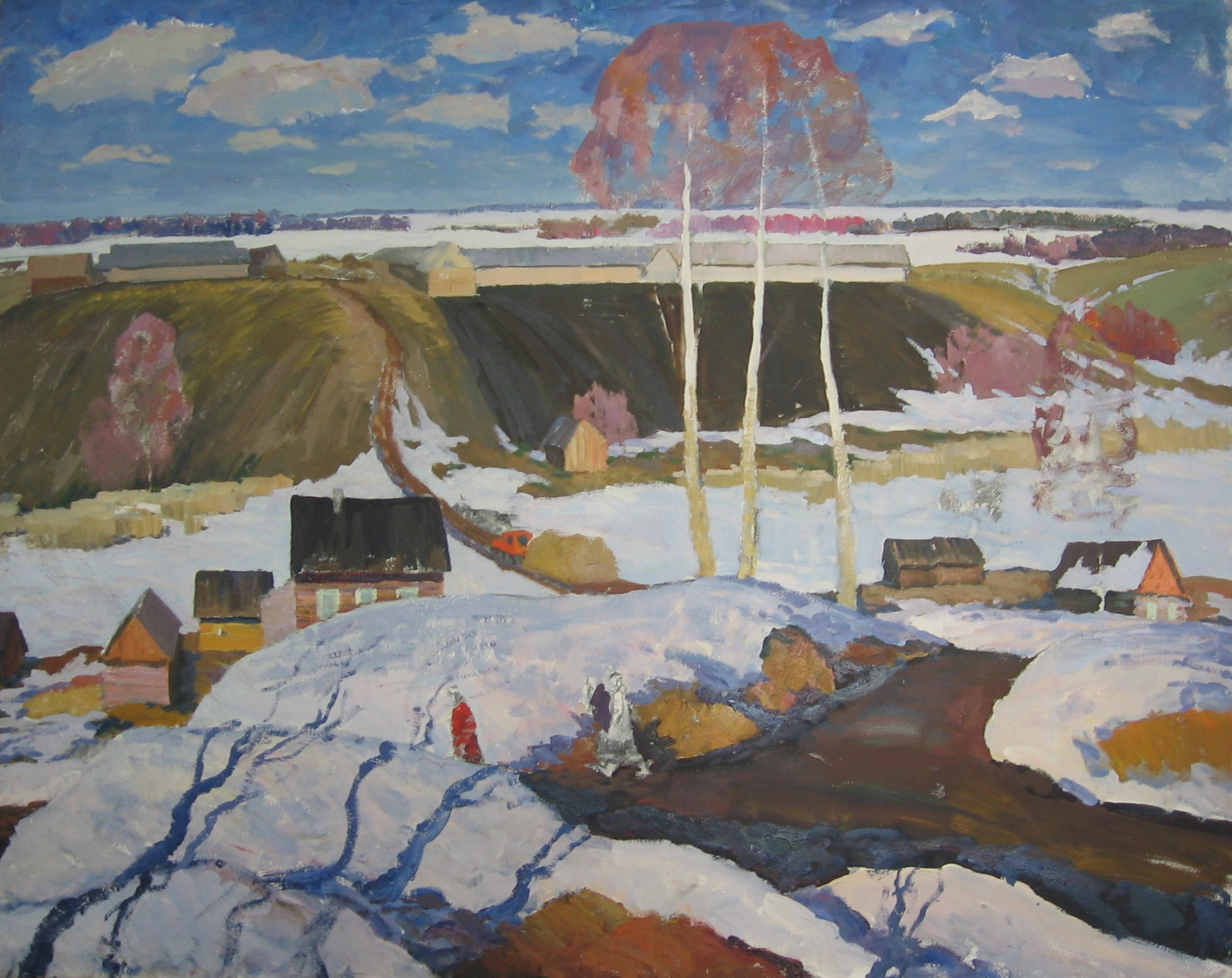 Путь на ферму. Набросок. Картон. Масло. 1974 г.